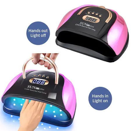 MAGICHAIR SUN C4 Plus GLITTER 256W 57Leds Lampu Dalam Full Hitam Pengering warna Kutek Gel Led UV Nail Lamp 1