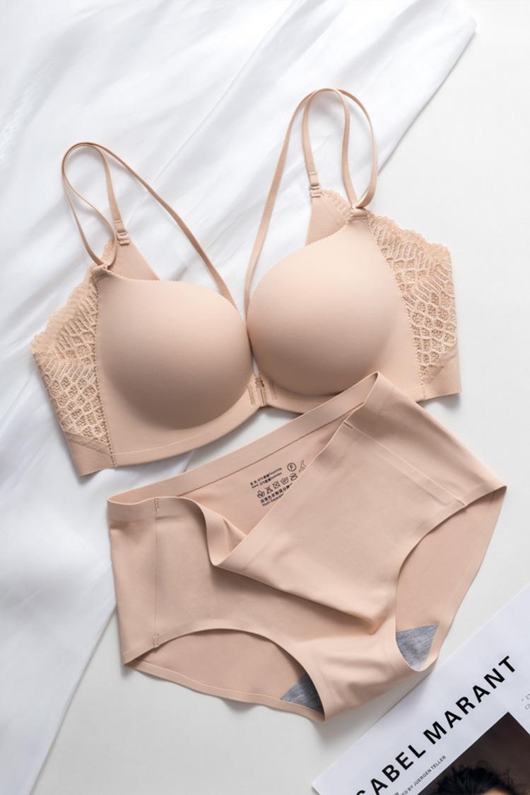 Product Introduction of Small Chest Gathered without Trace Wireless Seamless Front Button Beauty Back Underwear Ladies New Breast Holding Bra Thin 6