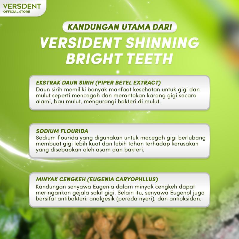 VERSIDENT Shinning Bright Teeth 2 Pcs - Pasta Gigi, Pemutih Gigi, Mencerahkan Gigi, Perawatan Pada Gigi [BPOM} 1