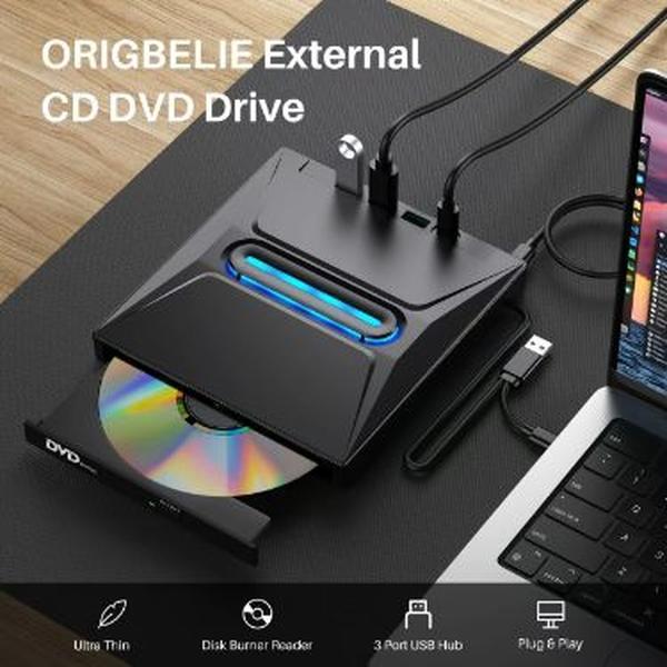 3 USB 3.0 External CD DVD Drive, Typ C Portable CD/DVD+/-RW Drive/DVD ...