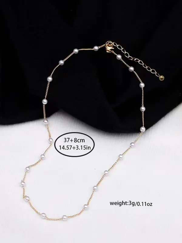 Faux Pearl Decorated Necklace, Elegant Women's Jewelry for Party, Daily Clothing Decor 1