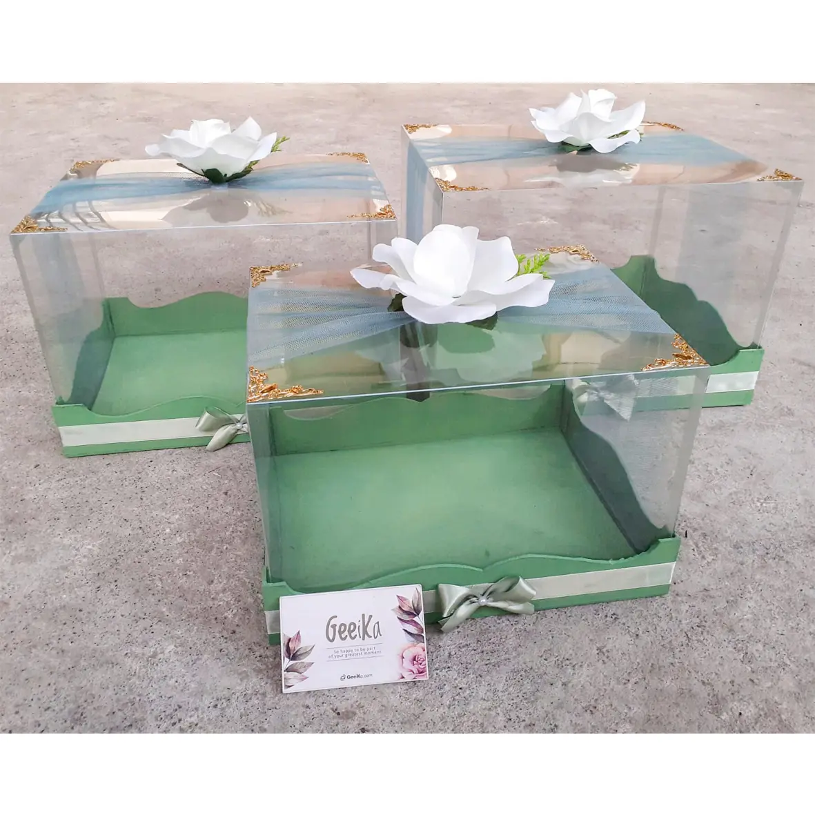 Box Kotak Seserahan Hantaran Mika Paket 3 Kotak Jumbo Pernikahan Lamaran Model Alas Gelombang Geeika