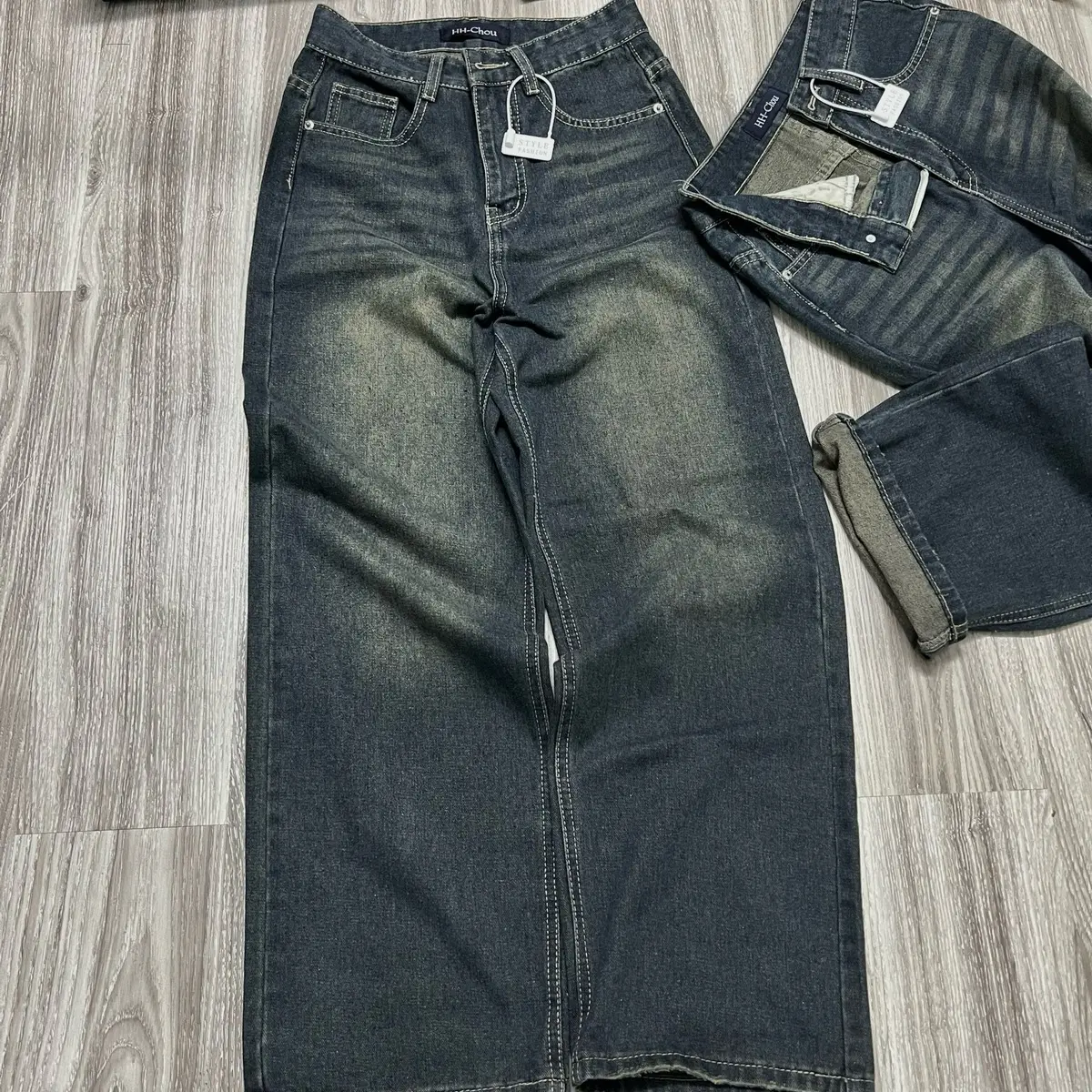 (S-2Xl)HHCHOU-Quần Jeans Suông Trơn Màu Đậm Có Phủ Dơ Vải Qc mềm có 2 chiều dài 103cm và 95cm H3344 Women Pants | BigBuy360 - bigbuy360.vn