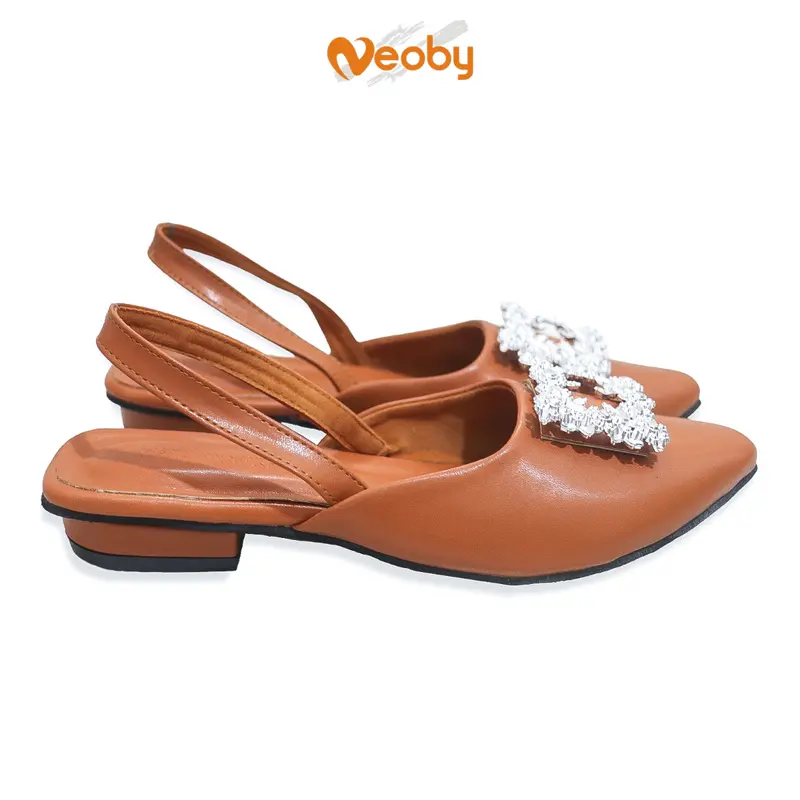 Neoby - MEGAN slip on mules wanita sendal cewek selop flatshoes kerja kantoran kuliah casual heels mewah  Hak Pendek (1-3 cm) 4