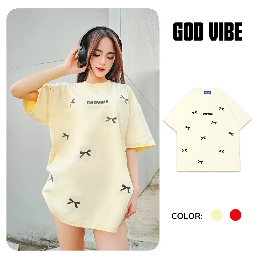 Áo thun GOD VIBE phong cách Unisex Nam Nữ form rộng GTK87 Cotton Cổ Tròn Top