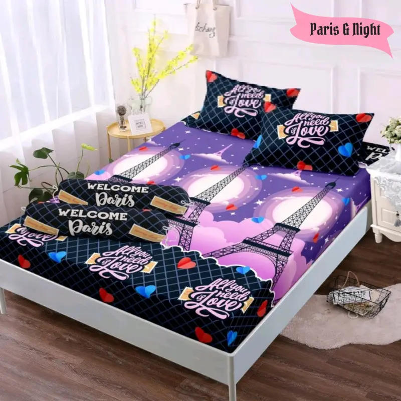 Seprei Katun Motif Paris Sprei NO 1 King Size Menara Eiffel Terlaris Termurah FREE Sarung Bantal Guling Sudut Karet 0