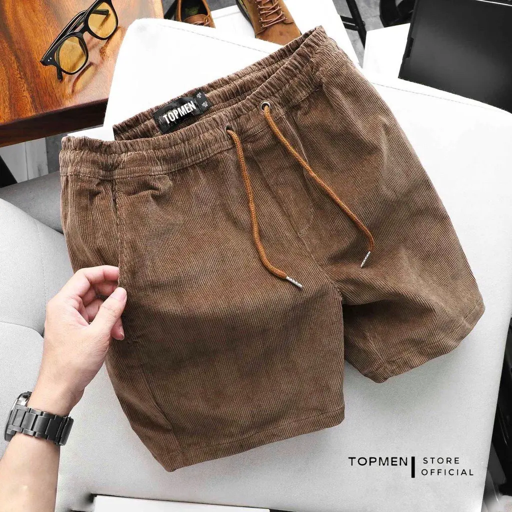 Quần short nhung tăm TOPMEN nhiều màu phong cách trẻ trung cá tính Menswear Quần Lửng