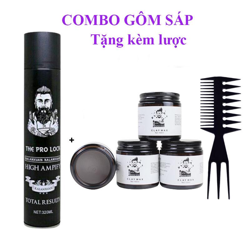 Combo Gôm Xịt Tóc Giữ Nếp Hương Nước Hoa. + sáp vuốt tóc nam ( tặng lược tạo kiểu) Pomade Pomade