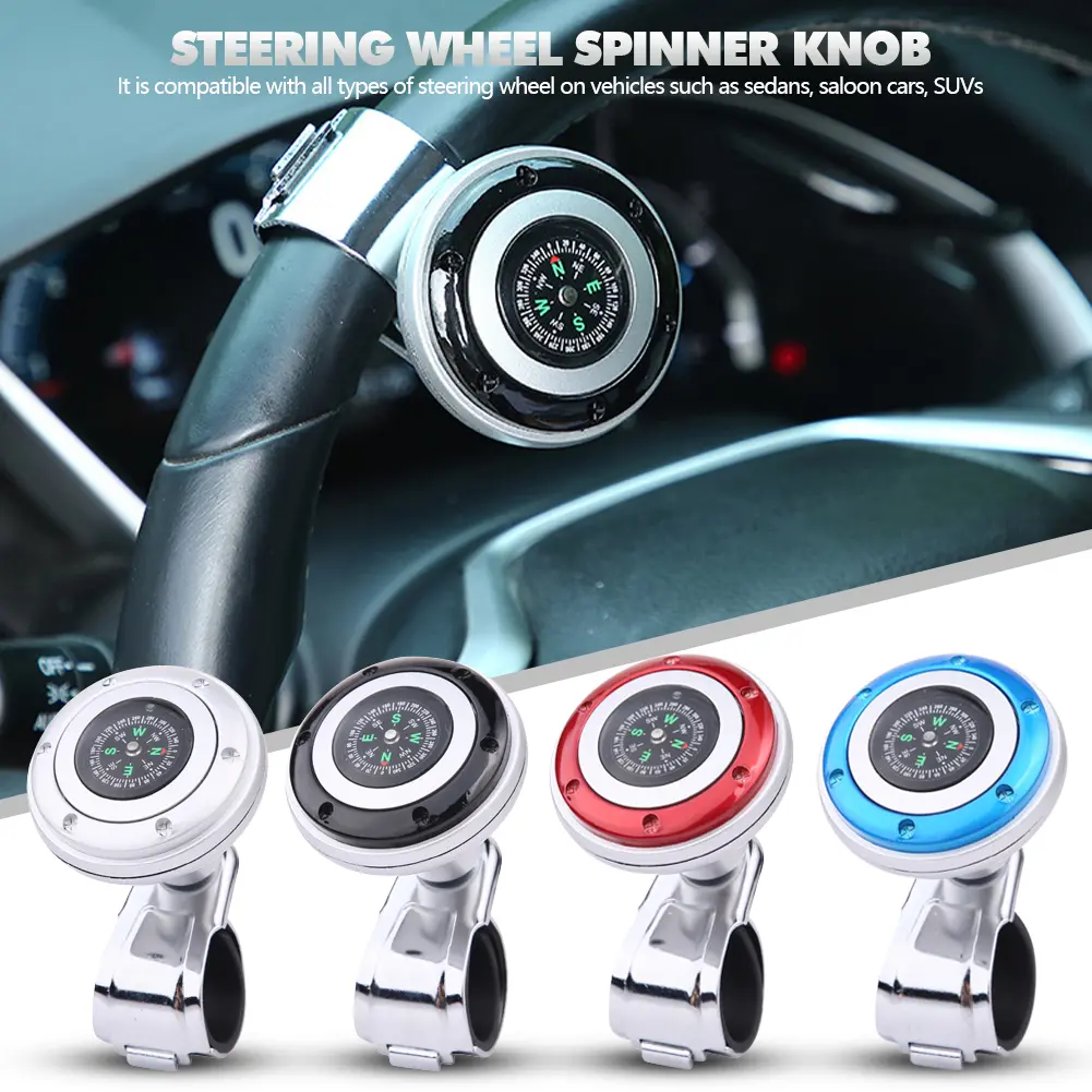 Car Steering Wheel Spinner Knob with Compass 360° Power Handle Ball Booster #436729