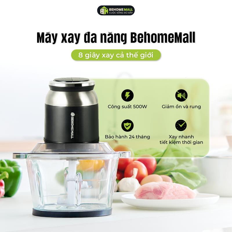 Máy Xay Thịt Đa Năng BEHOMEMALL Cối Thủy Tinh Chịu Lực Công Suất 500W Lưỡi Dao Inox Sắc Bén Xay Mạnh Mẽ Và An Toàn BH0806 [ Tặng lưỡi xay]
