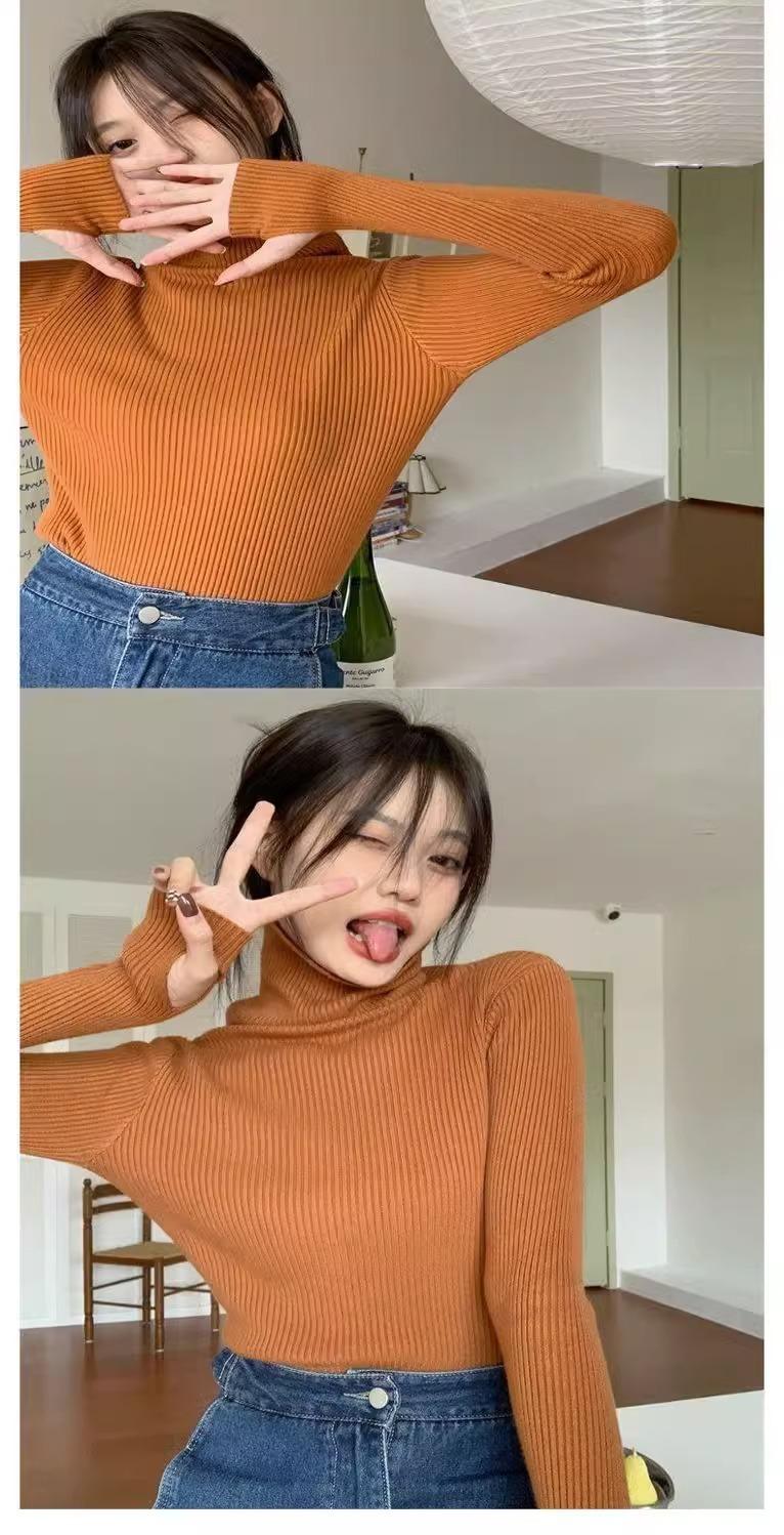 Product Introduction of Knitted Bottoming Shirt Padded Top Sweater Turtleneck Women's Autumn Best-Selling Fashionable Stylish Inner Wear Finger Fit Design Knitwear Womenswear 18
