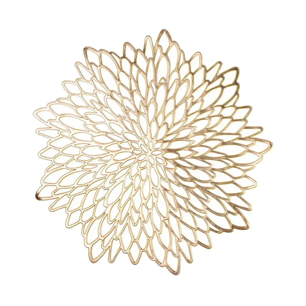 Tuwrea 38cm Round Hollow Flower Coaster Table Bowl Dish Pad Mat Placemat Party Decor