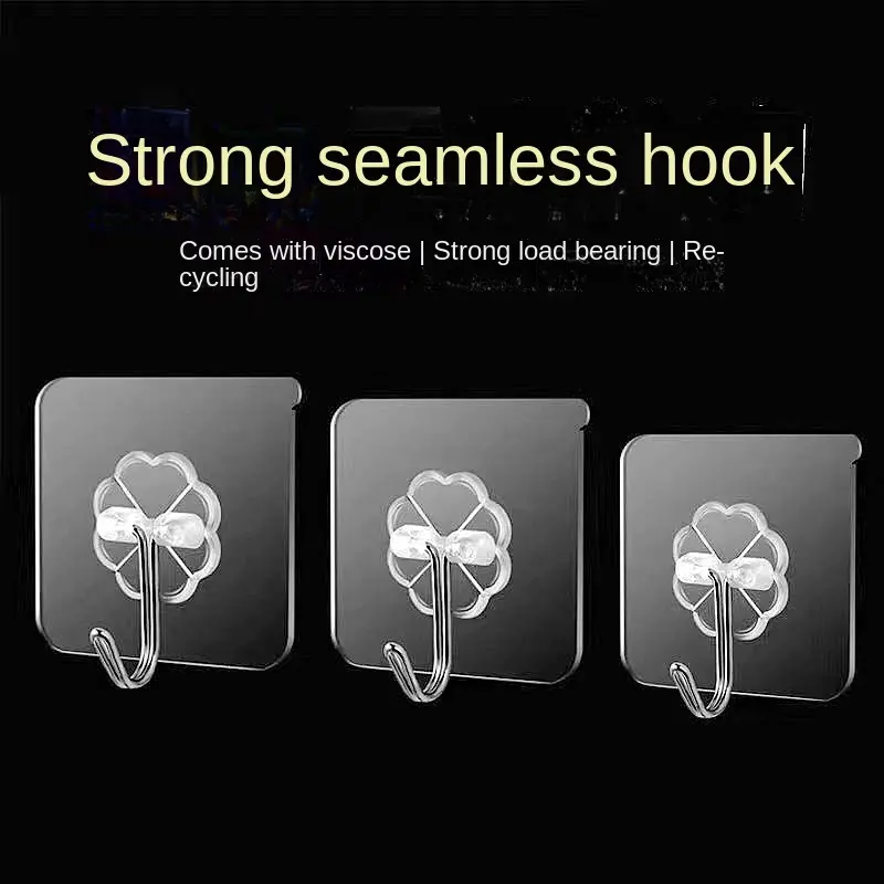 30pcs Transparent Self Adhesive Hooks By Wall Mounted Pendant Hook Suction Heavy Load Rack Kitchen Bathroom