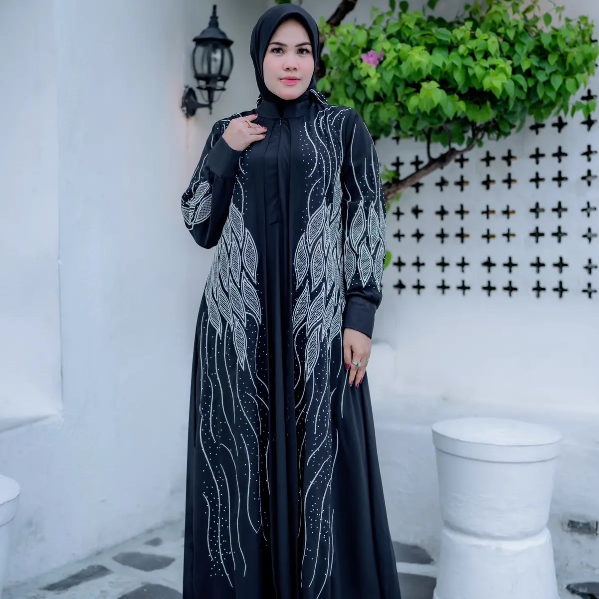Gamis sultan ceruty bordir Gratis Hijab Ceruty Payet Syari Muslim Panjang Casual Wanita Dress High Nyaman Dewasa Maxi Twill Purple