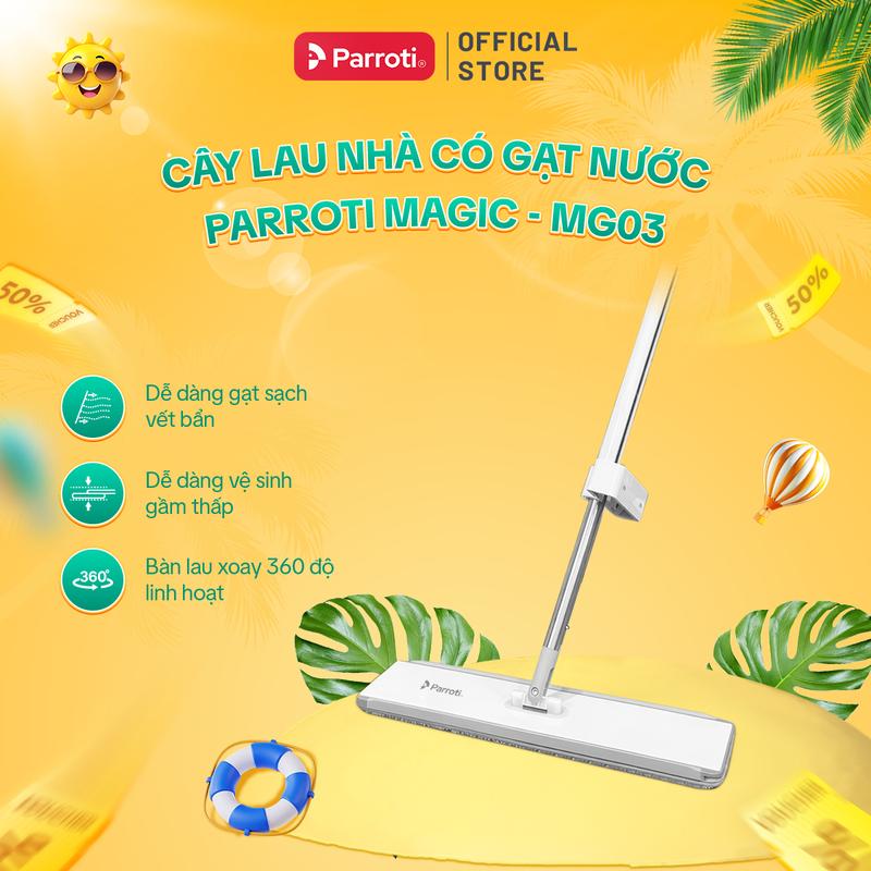 [SALE HÈ] Cây Lau Nhà Tự Vắt Xoay 360 Độ bàn Lau 45cm, Có Thanh Gạt Nước Parroti Magic - MG03