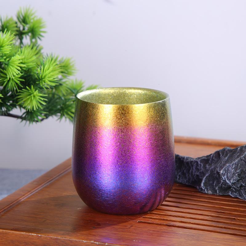Product Introduction of New Titanium Bottle Double Layer Egg Shell Cup Big Belly Egg Cup Household Heat Insulation Light Luxury Beer Steins U-Cup Bra Pure Titanium Water Cup Tumbler Mug Reusable 4