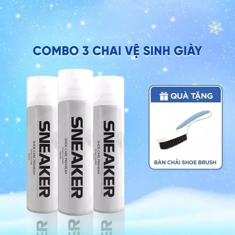 ￼ [ COMBO3 ]Chai Vệ Sinh Giày SNEAKER, Bình Xịt Tạo Bọt Tuyết Làm Sạch Và Tẩy Trắng Giày Dép, Túi Xách, Ghế Sofa. Đồ Da Tiện Lợi