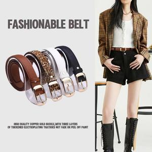 Women's Belt Fashion Leather Korean Metal Buckle Belt Women's Belt Slender and Stylish Versatile