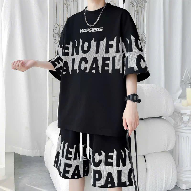 Bộ Quần Áo Cộc Tay Hè Nam - Bộ Hè Nam Cổ Tròn - Dày Dặn Thoáng Mát | Mặc Ở Nhà, Đi Chơi | Màu Đen Trắng
