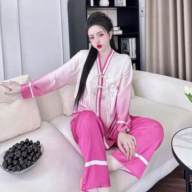 Set Lụa Cổ V Nút Thắt Sang Chảnh - Lụa Latin