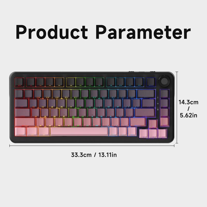 AJAZZ AK820 MAX PLUS Wireless Keyboard, Rechargeable 3-mode Mechanical Keyboard with Screen, Hot-swappable RGB DIY Keyboard for Gaming 1