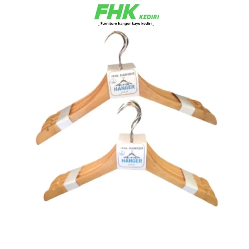 Hanger kayu natural Dewasa isi 6 biji
