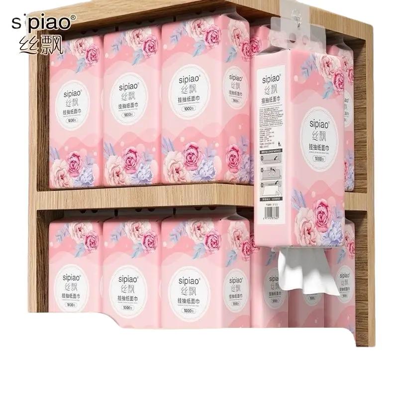 Thùng 10 bịch giấy rút đa năng treo tường SIPAO hồng tặng kèm móc treo phòng bếp multicolor Lắp Ráp vệ