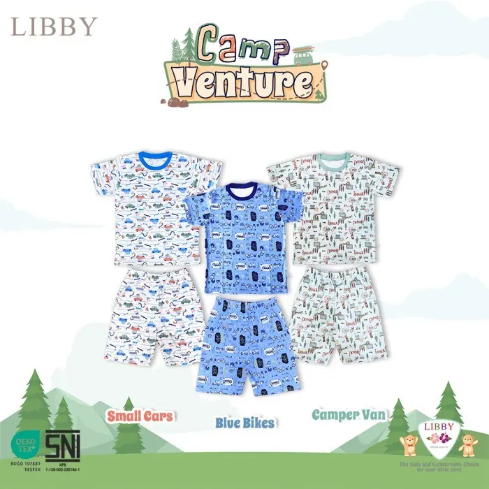 LIBBY Setelan Piyama Pendek Anak Besar Laki Laki Perempuan Motif Unisex (1 STEL) | Camp Venture