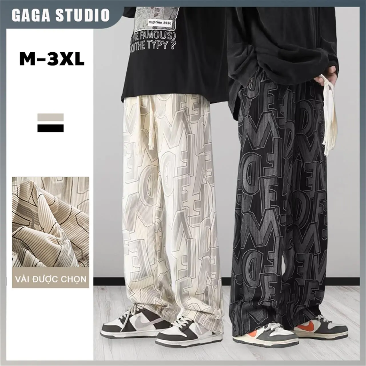 Quần Ống Rộng Nam Hoạ Tiết Hiphop Phong Cách Hàn Quốc Quần Thun Boy Phố Quần Baggy Unisex Menswear