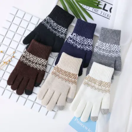 Sarung Tangan Tebal Hangat Musim Dingin Wanita Pria Touch Screen Abu Coklat Glove Hitam