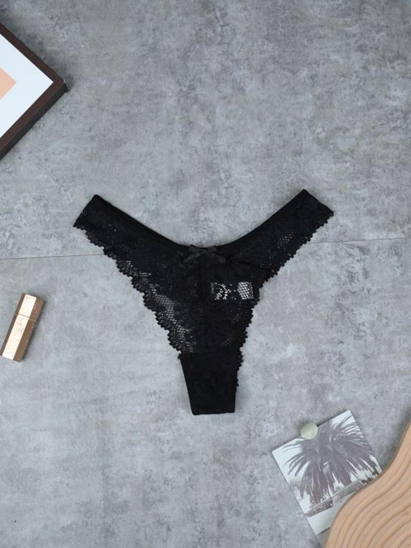 Product Introduction of Women's Contrast Lace Thong, Intimate products, Soft Comfy Breathable Panty for Daily Wear, Women's Underwear for All Seasons 4