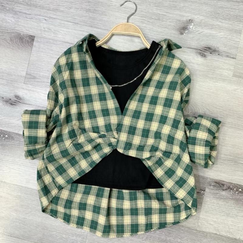 Áo Sơ Mi Nữ Croptop Xinh Mặc Vào Hack Dáng Xinh Xắn Phong Cách Hàn Quốc Women Cotton somi hot