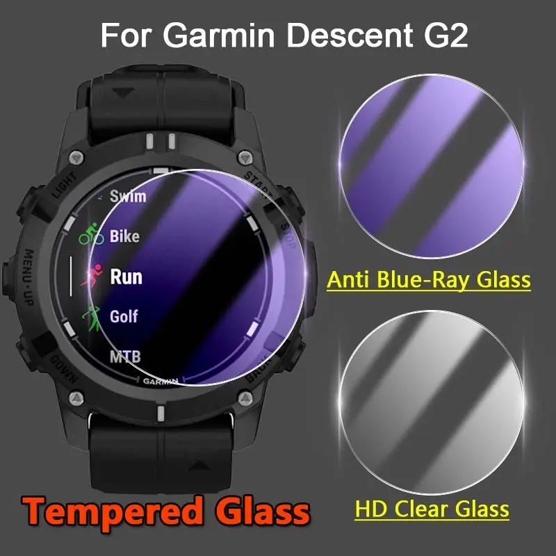2-6Pcs For Garmin Descent G2 SmartWatch 2.5D Ultra Slim Clear / Anti Purple Light 9H Tough Tempered Glass Screen Protector Guard Film