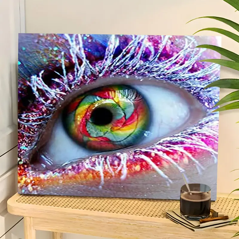 Colorful Eye Pattern DIY Painting by Numbers Kit, 1 Set DIY Paint by Numbers Kit without Frame, Wall Art Decor for Home Living Room Bedroom 2