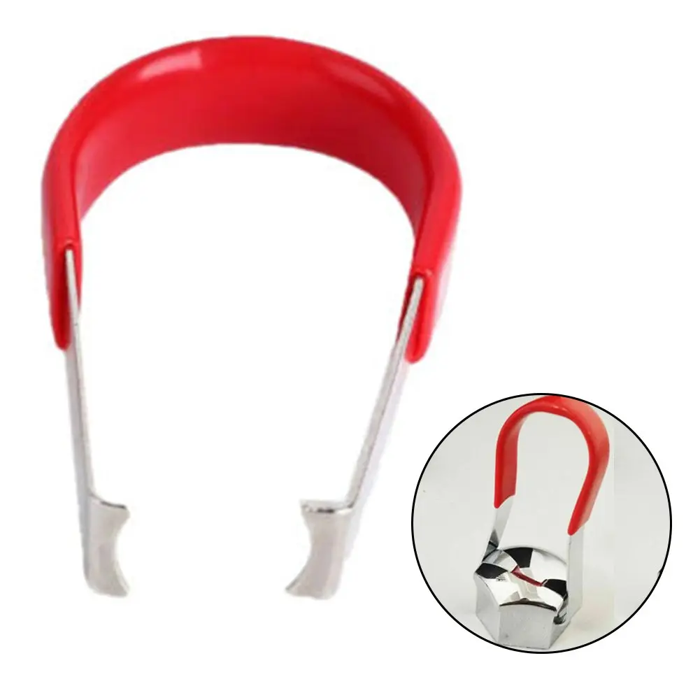 Car Wheel Nut Bolt Covers Cap Remover Tool Key Tweezers Metal Red Color