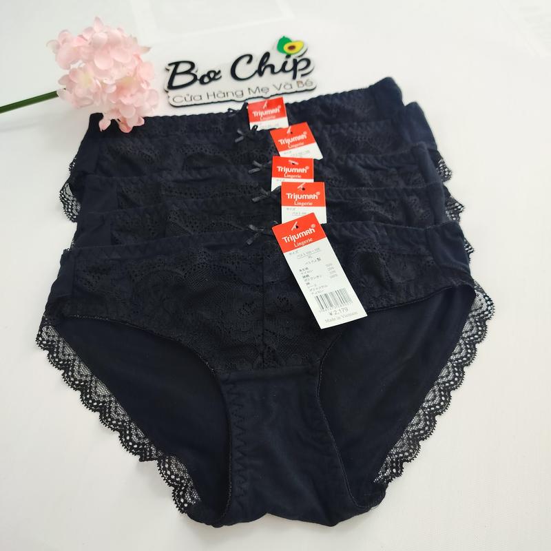 [40-70 Ký] Sét 5 và 10 Quần Lót Cotton Màu Đen Từ 40 - 70 ký Mền Mại Phối Ren Cao Cấp Siêu Bền, Cho Các Nàng Gợi Cảm Hơn Nữ quanren  nu