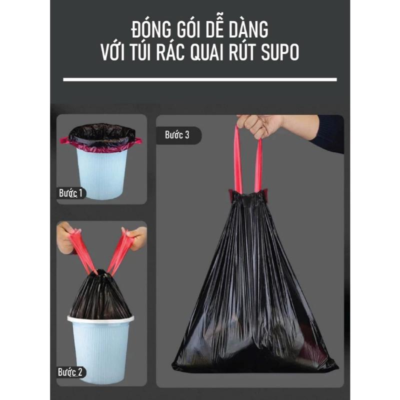 Túi đựng rác có dây rút size đại 55x60cm TACHI STORE thế hệ mới phân hủy sinh học, chịu lực, tiện dụng và tiết kiệm 2