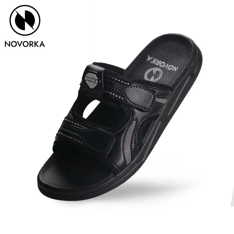 Sandal Kulit Pria Casual Sendal Slop Strap Selop Dewasa Cowok Kekinian Terbaru Gunung - V 03 5