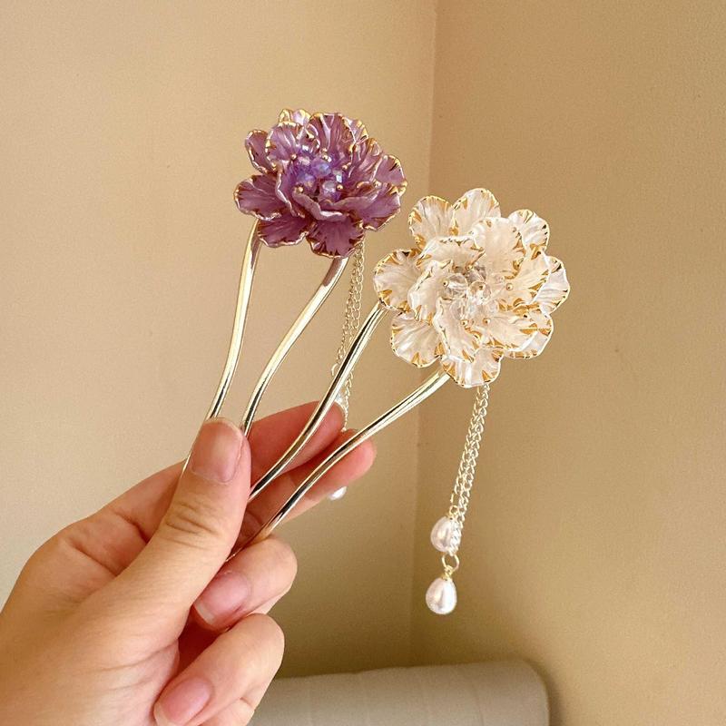  Kẹp Tóc Hình Chữ U Tua Rua Hoa Mẫu Đơn Thiết Kế Tinh Tế Dành Cho Nữ Kẹp Tóc Cao Cấp Kiểu Cổ Trang Lắc Bước Phụ Kiện Tóc Chèn Lược 