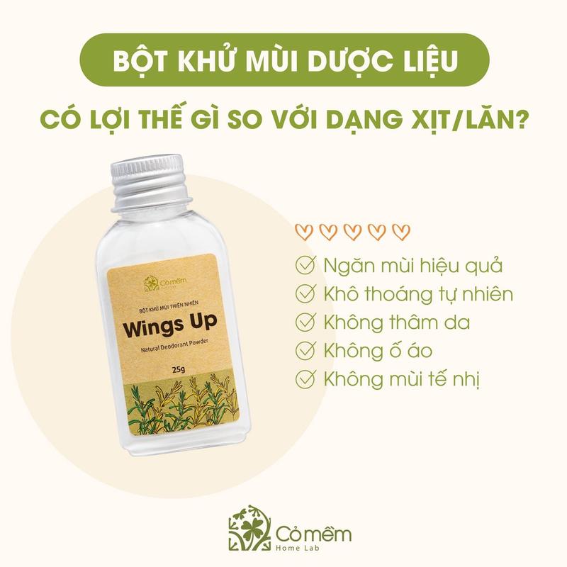 Product Introduction of Bột Khử Mùi Wings Up Khử Mùi Hôi Chân Hôi Nách Giảm Tiết Mồ Hôi Cỏ Mềm 25g 12