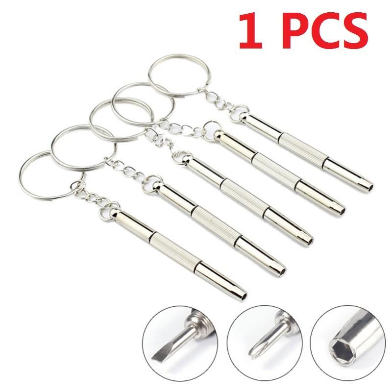 Móc chìa khóa tuốc nơ vít 3in1, Mini, Dụng cụ Slotted nhỏ Phillips Hex, để sửa chữa kính và đồng Đồng Hồ Dụng cụ cầm tay Cầm Tay 1