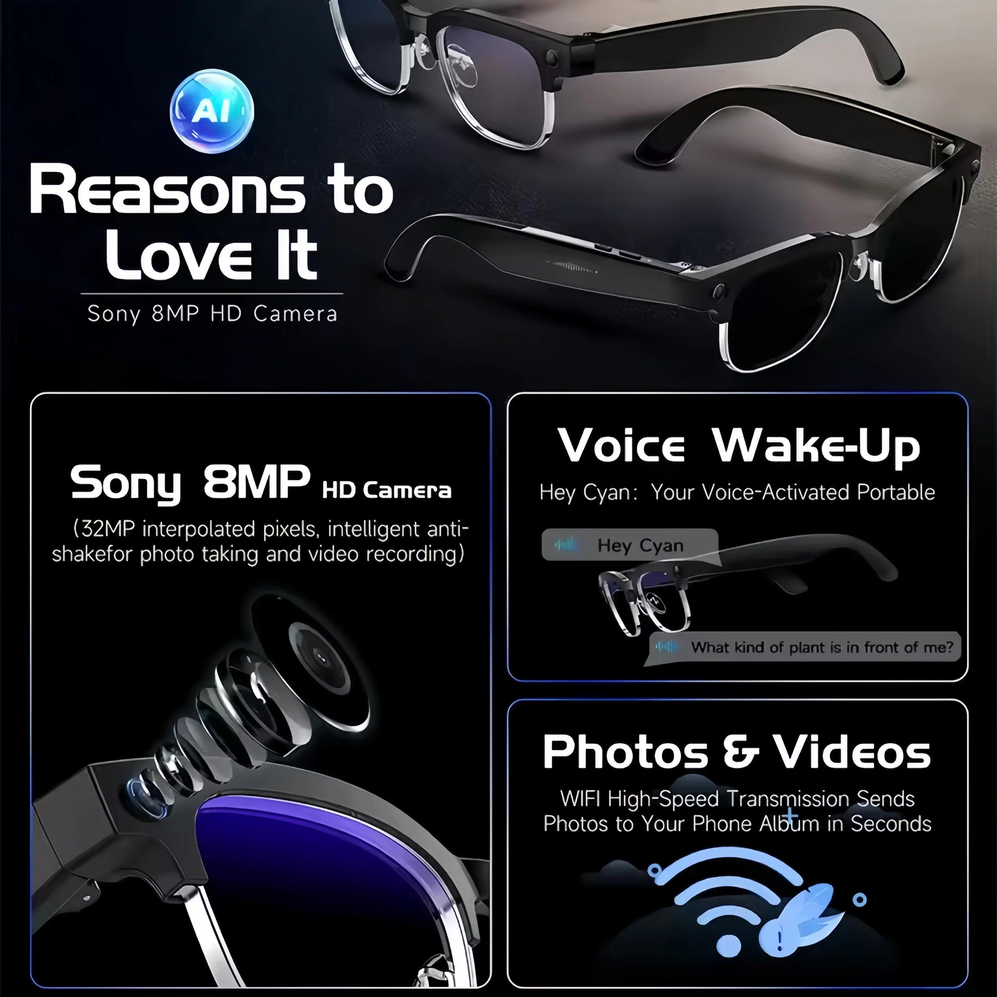 2026 New Upgrade smart glasees With Camera Video Recording AI Photo Recognition Bluetooth Call Translation Voice Sunglasses Man - Image 4