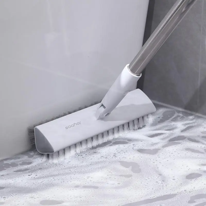 Double-sided V-shaped Bristle Floor Cleaning Brush, 1 Count Extended Handle Floor Scrub Brush, Household Items Cleaning Tool for Bathroom, Carpet, Wall, Gap, Low Place, Household Items