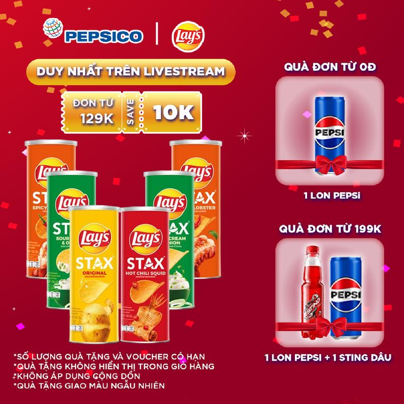 Combo 6 Snack Lay's Stax 100gr ( 2 Kem chua hành, 2 Tự nhiên, Mực sốt cay, Tôm hùm nướng)