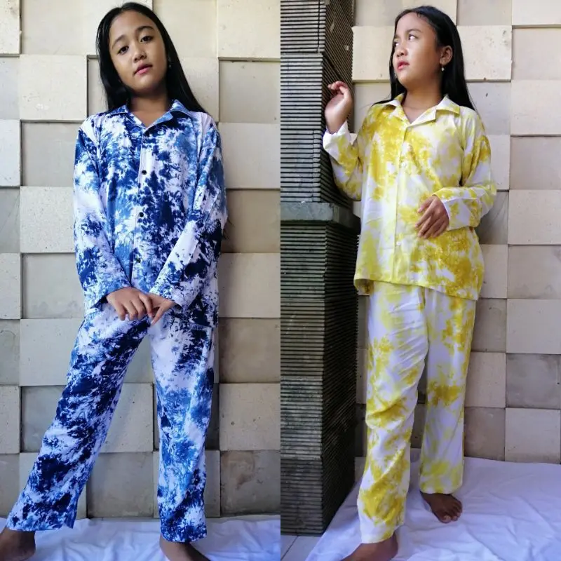 Set Pajamas Tie Dye Rayon Bali Anak Lengan Panjang (10-11 th) / PIYAMA TIDUR / PIYAMA BEST SELLER 0