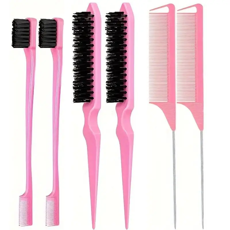 Hair Styling Tools for Women, 6pcs/set Double Ended Hair Brush Set, Salon Teasing Brush, Long Tail Combs, Heatless Haircare & Styling Tool for Spring