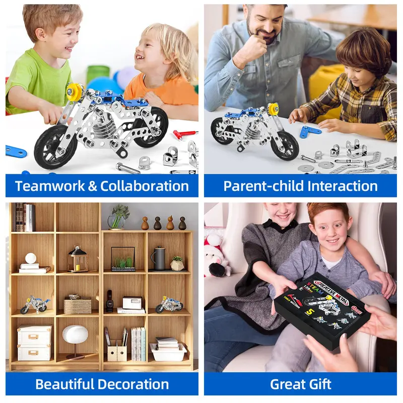 Children's Metal Assembly Motorbike Toys, 3D Alloy Street Motorcycle Model with Screw & Nut Building, Mechanical Fun for Kids, Christmas Gift 8