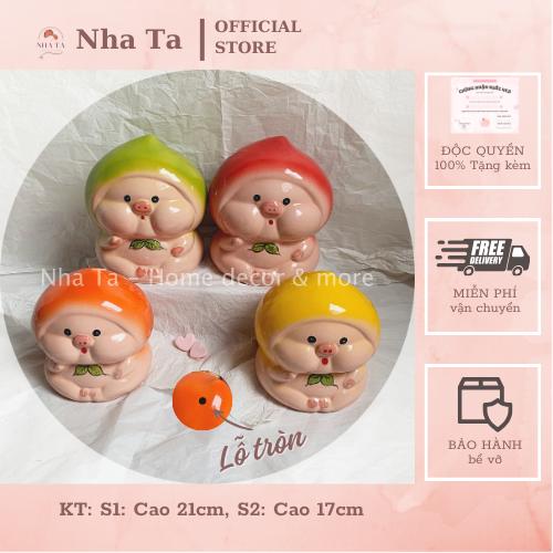 LỖ TRÒN Ống heo sứ bé đào ống tiết kiệm quà tặng hình em bé dễ thương trang trí decor nhà cửa Đựng Tiền