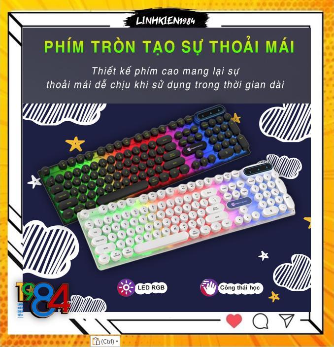 Bàn phím máy tính gaming giả cơ YINDIAO PK100 có dây nút tròn Led RGB chống nước chuyên chơi game và làm việc văn phòng