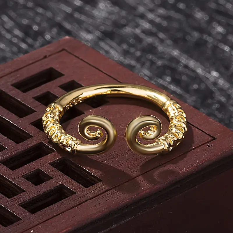 Nhẫn Có Thể Điều Chỉnh, Thần Thoại Wukong Đen, Vua Khỉ Jin Gu Bang, Nhẫn Gậy Mạ Vàng Dài, Phụ Kiện Trang Sức, Nhẫn Quà Tặng Trò Chơi Nam